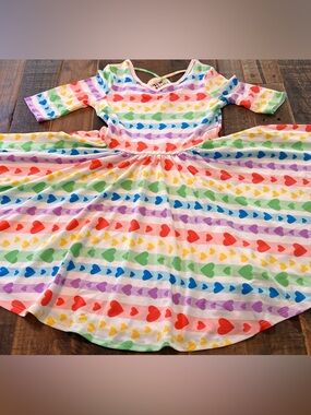 Dot Dot Smile size 7 girls rainbow hearts Ballerina twirl dress New
